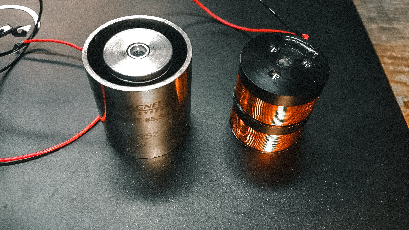 Speaker voice coil that is being put together.