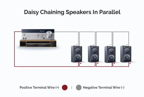 Diagram for how to daisy-chain speakers in parallel connection.