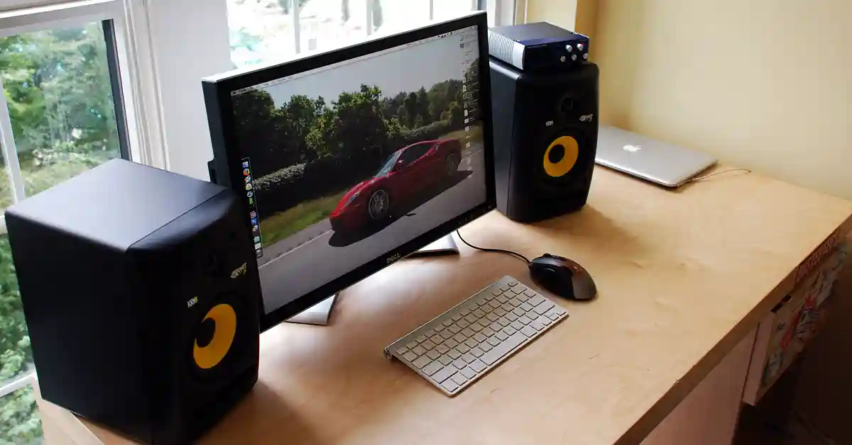 Monitor speakers that are connected to a computer