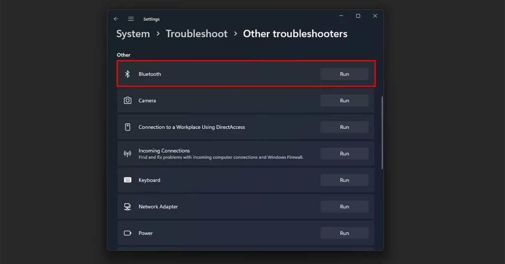 Troubleshooter for diagnosing Bluetooth skipping issues in Windows.