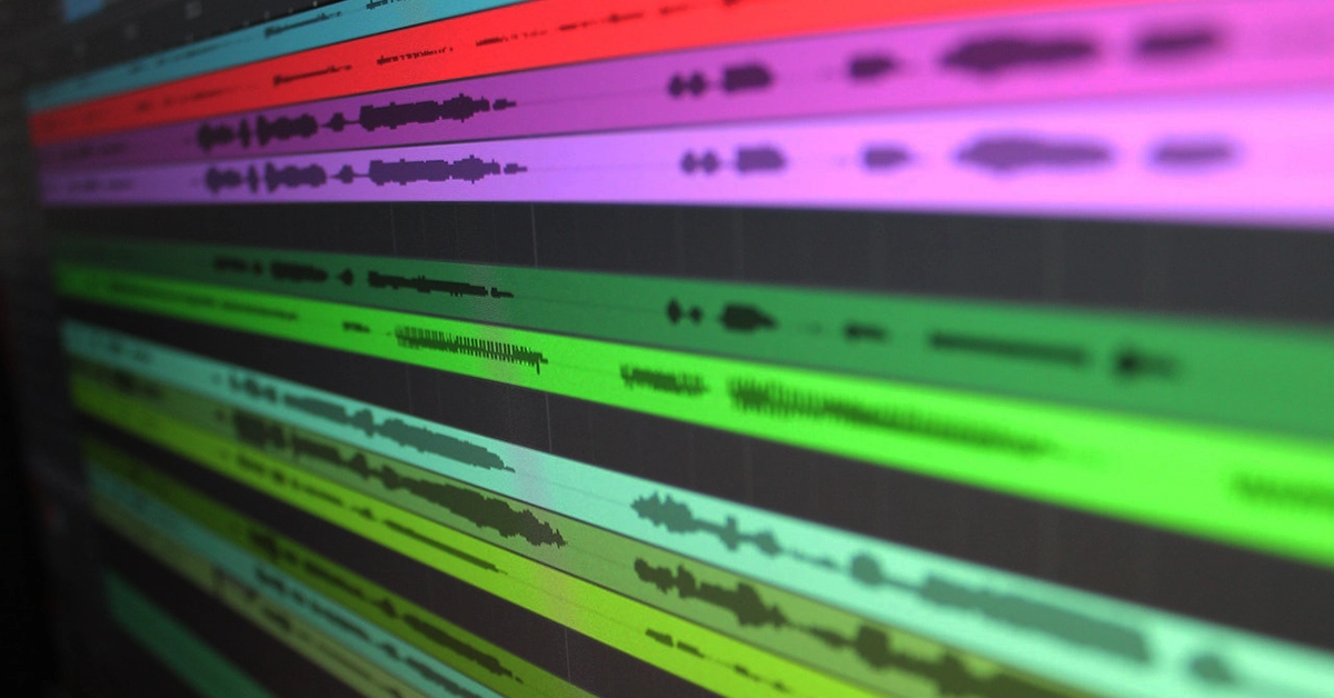 Speaker waves seen in an audio monitor in a studio